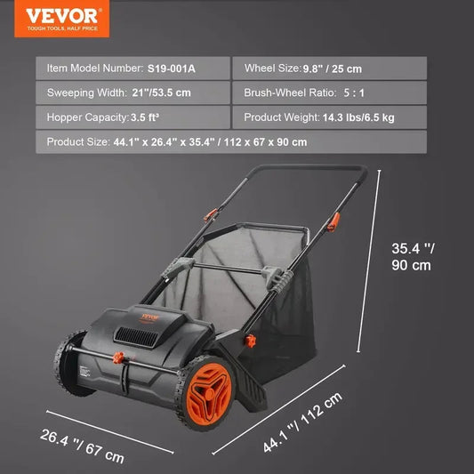 Heavy Duty Push Lawn Sweeper